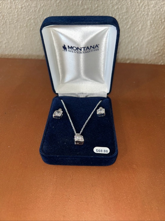 Montana Silversmiths Jewelry - Montana Silversmiths Silver Cubic Zirconia Pendant and Stud Set - Silver